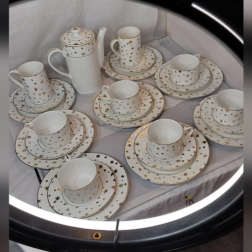 GALAXY FINE PORCELAIN CHINA BY SAKURA 14 KARAT TEA SET FOR 8 - Picture 8 of 11